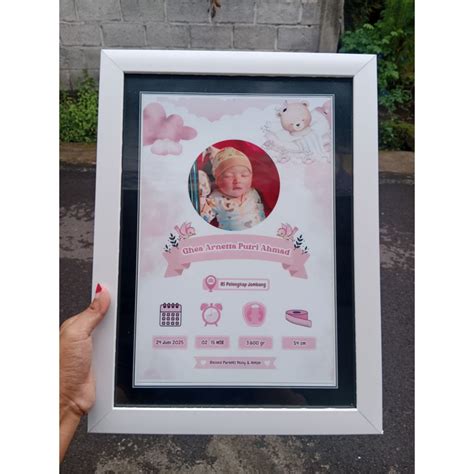 jual biodata bayi newborn bio custom foto  tanggal lahir  frame
