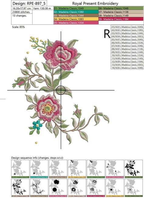 Corner Climbing Roses Machine Embroidery Design In Sizes Royal