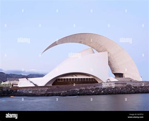 Exterior View Of Auditorio De Tenerife At Dusk The Auditorio De