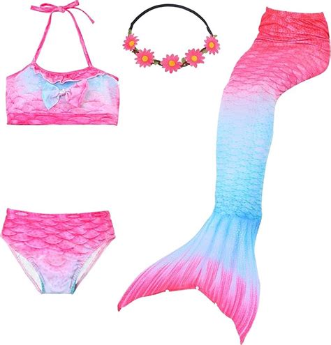UrbanDesign Traje De Baño Sirena Cola De Sirena Niña para Nadar pcs con Bikini para Niñas