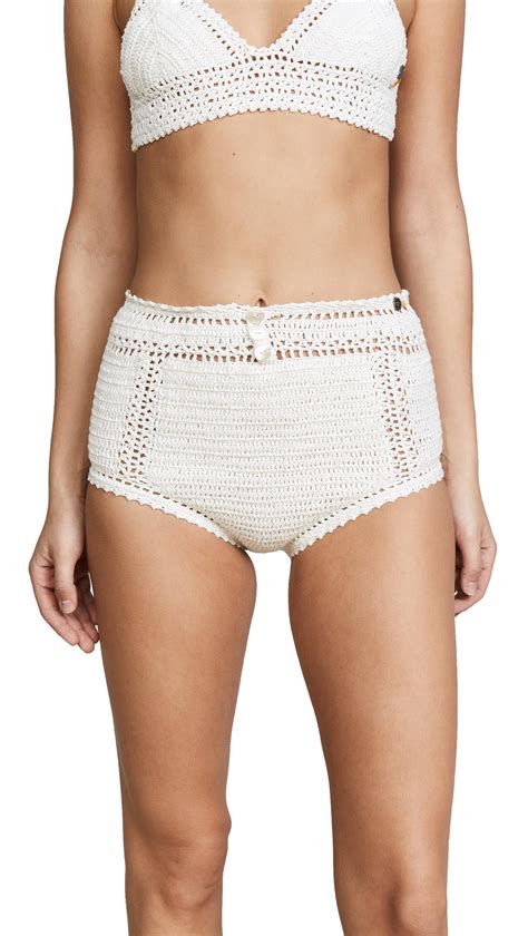 She Made Me Essential Cotton Crochet High Waist Bikini Bottoms In