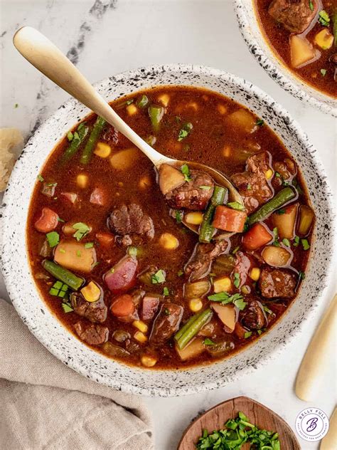 Vegetable Beef Soup Recipe - Belly Full