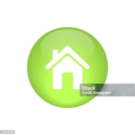 Tombol Home Warna Hijau Vektor Mengkilap Ilustrasi Stok Unduh Gambar