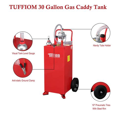 Tuffiom Gallon Portable Gas Caddy With Wheels Fuel Transfer Tank