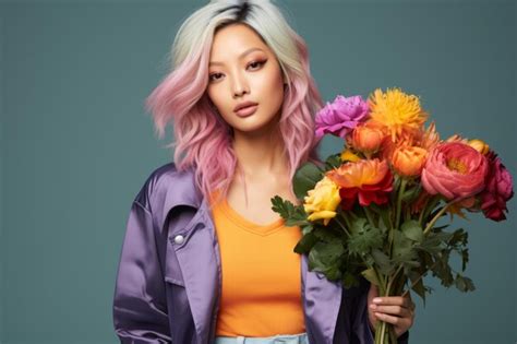 Premium Photo Beautiful Years Old Blonde Asian Woman With Carrots In Her Hair Editorial