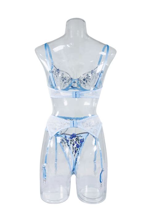 X C Fairy Lingerie Fancy Floral Beautiful Underwear Transparent Bra And Panty Sets Tulle