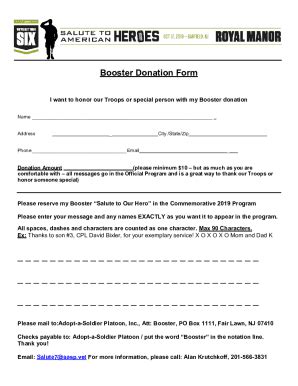 Fillable Online Honor Our Troops Donation Form Fax Email Print Pdffiller