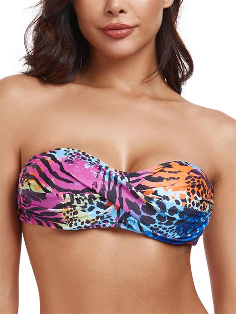 Amazon Ocean Blues Women S Strapless Swimsuits For Women Bandeau Bikini Top Tie Back Halter
