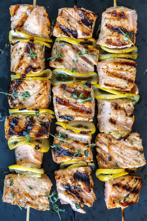Grilled Salmon Kebabs (5 Ingredients) - Momsdish