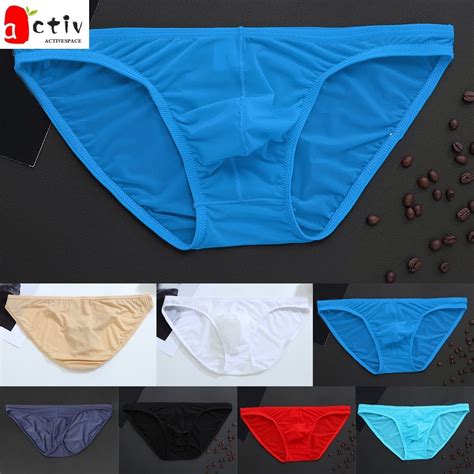 As Hot Men S Sexy Ice Silk Skinny Briefs Comfy Breathable Low Waist Underwear Shopee Singapore