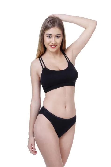 Buy PIBU Women Cotton Bra Panty Set For Lingerie Set Pack Of Color Black Online At