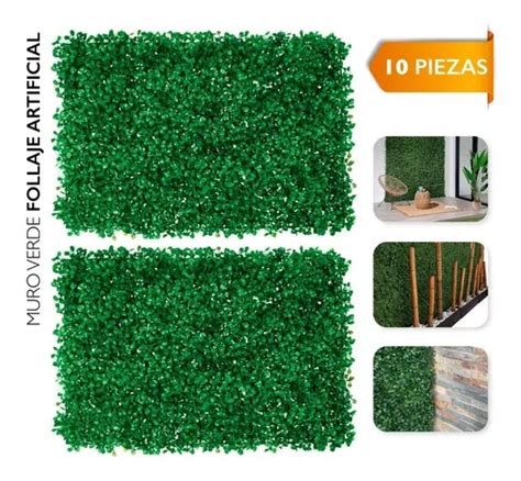 Muro Verde Follaje Artificial Sint Tico Pared X Cm Pzs Env O Gratis