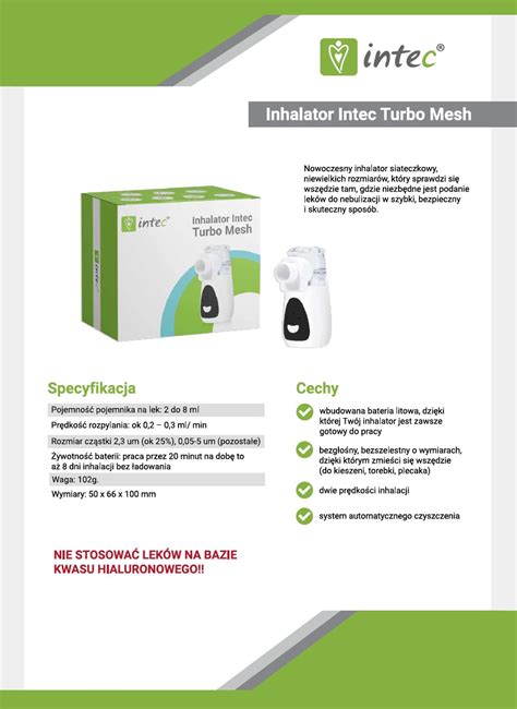 Inhalator Membranowo Siateczkowy Intec Turbo Mesh W Sklepie Czasnato