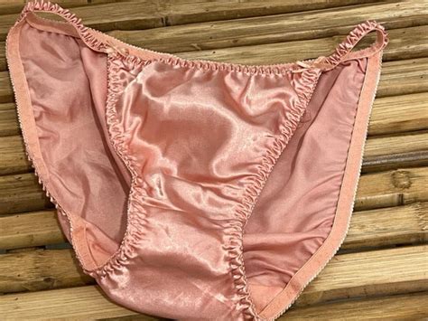 Vintage Pink Satin String Bikini Panty W Bows By Del Gem