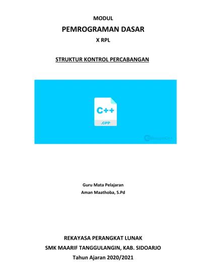 Modul Pemrograman Dasar X Rpl Struktur Kontrol Percabangan Guru Mata