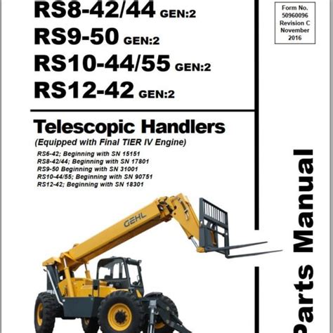 GEHL Telescopic Handler RS6 34 Parts Manual