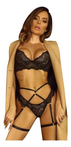 Lingerie Conjunto Sensual Sem Bojo Sexy Cinta Liga Completa Frete grátis