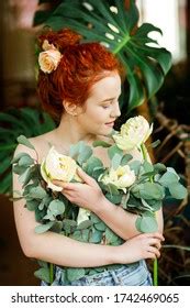 Portrait Luxurious Redhead Naked Girl Closed Stock Photo Edit Now