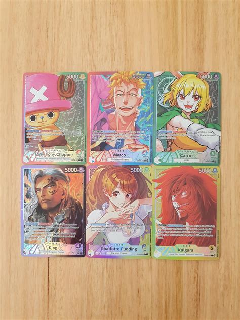 6 Card Bundle OP08 Leader Cards Tony Chopper, Marco, Carrot, King, Cha