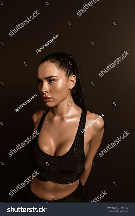 Sexy Brunette Sportswoman Sports Top Isolated Stock Photo Shutterstock