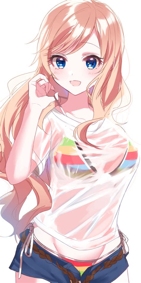 Safebooru Girl D Bikini Bikini Under Clothes Black Bikini Blue