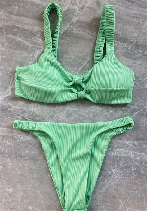 Nikama Set Bikini Τριγωνάκι Brazil Ψηλόμεσο Light Green WSW LG Skroutz gr