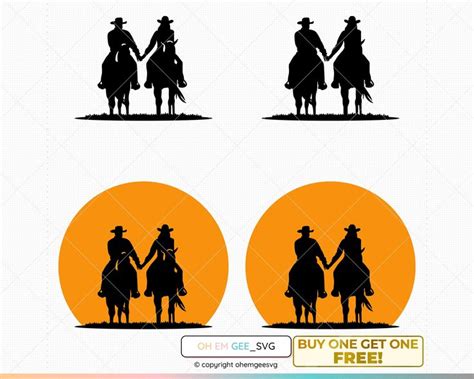 Cowboy And Cowgirl Holding Hands Svg Cowboy Sunset Svg Cowboy On A