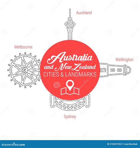 New Zealand Landmarks Parks And Mountains Set Vector Illustration