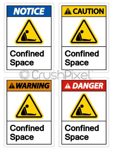 Caution Confined Space Symbol Sign Isolated On White Background - stock ...