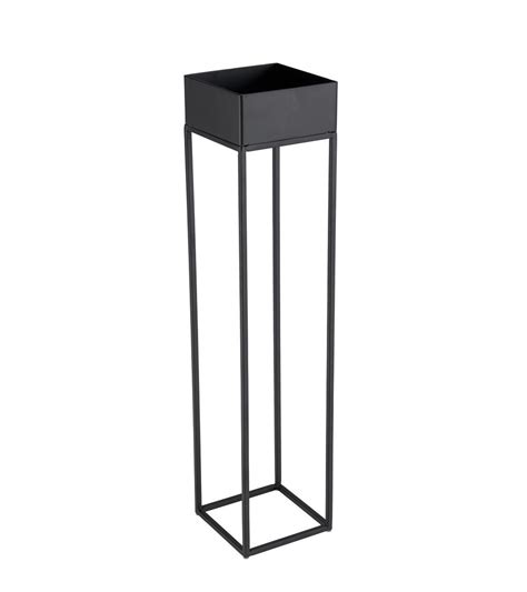 Pedestal Negro Cuadrado Con Patas De Metal De 80 X 18 Cm