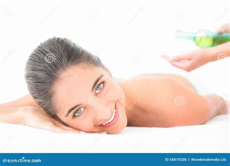 Beautiful Brunette Enjoying An Oil Massage Stock Photo Image Of Calm Healthy