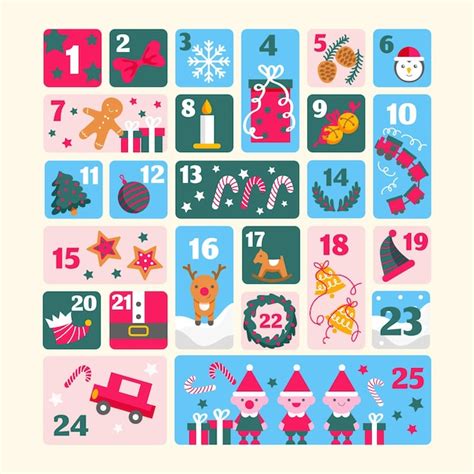 Ручной обращается адвент календарь | Бесплатно векторы