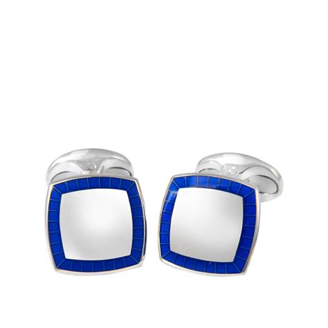 Sterling Silver Cufflinks With Blue Enamel Border Hardy Brothers