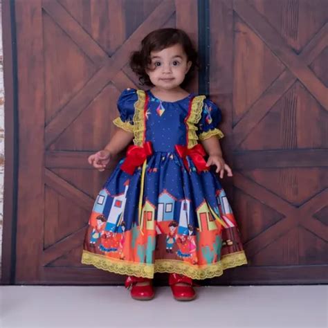 Vestido De Quadrilha Para Bebe - Vestido De Quadrilha Baby Festa Junina Julina Para Bebê Bk37 | Frete grátis