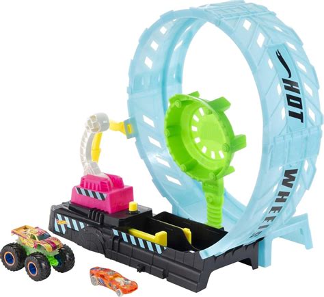 Hot Wheels Monster Trucks Glow In The Dark Epic Loop Challenge Playset With Launcher Ramp