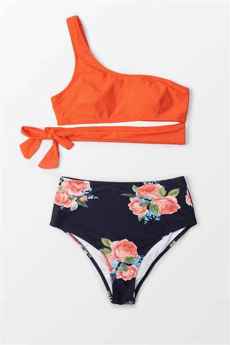 Bikini Nou Une Paule Orange Et Imprim Floral Cupshe France