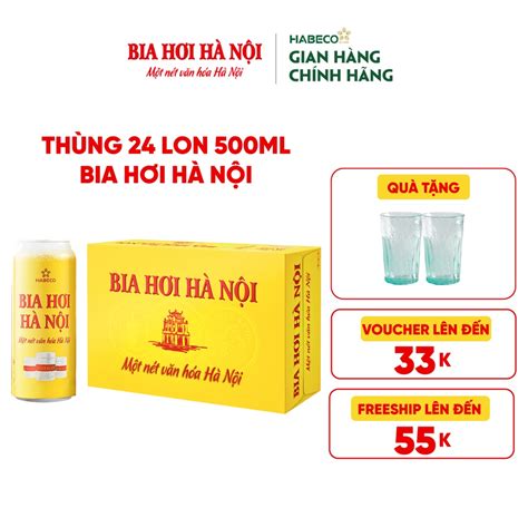 Mã BMLTM50 giảm đến 50K đơn 99K Thùng 24 lon Bia Hơi Hà Nội HABECO