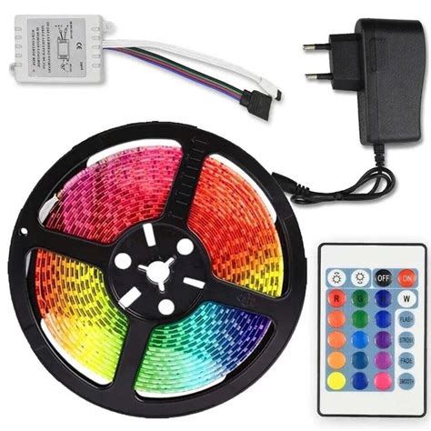 Светодиодная лента SMD 5050 RGB LED 5 м IP65 с пультом и блоком питания ...