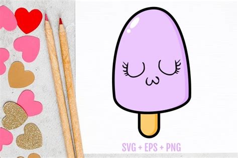 Kawaii Purple Ice Cream Stick Graphic By Yapivector · Creative Fabrica