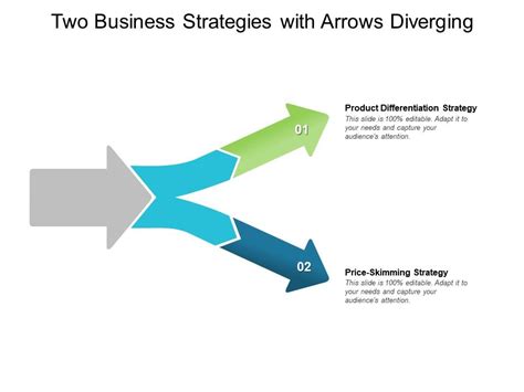 Two Business Strategies With Arrows Diverging Powerpoint Presentation