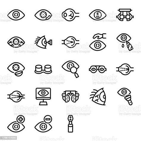 Ilustración De Conjunto De Iconos De Oftalmología Ojo Vista Lente