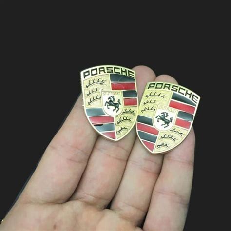 Porsche Crest Metal Enamel Car Emblem 1 12 Inch Tall Sticker