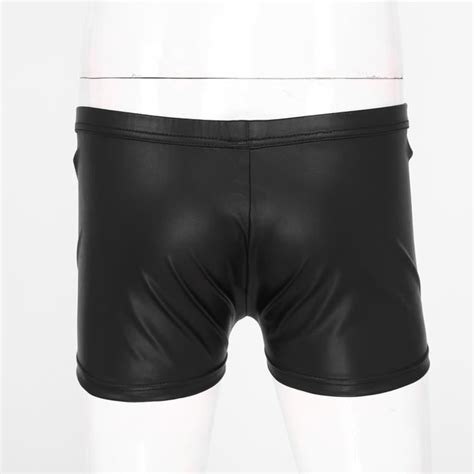 Yonghs Fr Boxer Homme Sexy Hot Simili Cuir String Boxeur Trunk Cale On Erotique Slip M Xxl Noir