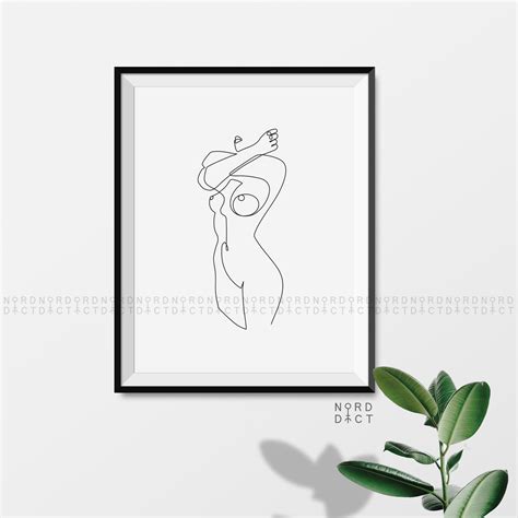 One Line Naked Woman Printable Minimalist Female Nudity Sketch Fine Naked Lady Print Female