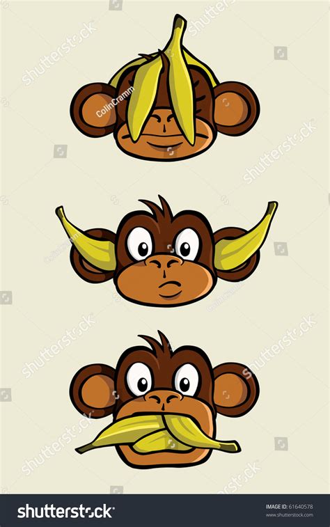 Three Wise Monkeys Depicting See No Stock Vector Royalty Free