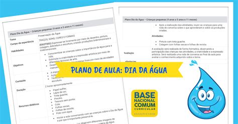 Plano De Aula Sobre Água Educação Infantil Bncc - Plano de Aula: Dia da Água (Educação Infantil) | Plano de aula dia da ...