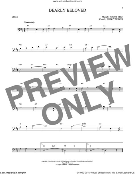 Dearly Beloved Sheet Music For Cello Solo Pdf Interactive
