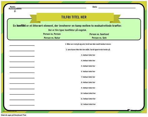 Typer Af Konfliktarbejdsark I Litteratur Storyboardthat