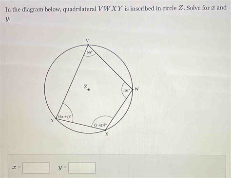 Solved In The Diagram Below Quadrilateral Vwxy Is Inscribed In Circle