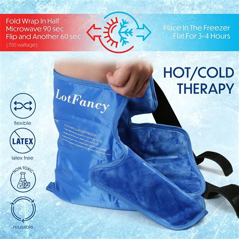 Lotfancy Foot Ankle Ice Pack Wrap With Strap Large Hot Cold Pack For Therapy Reusable Gel Ice